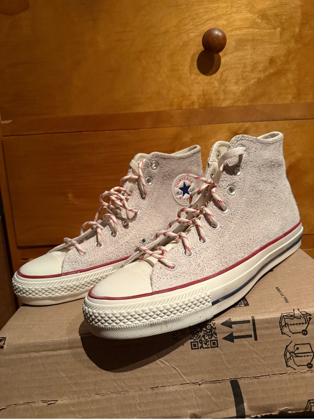 Converse Cons White Leather Suede High Top Shoes